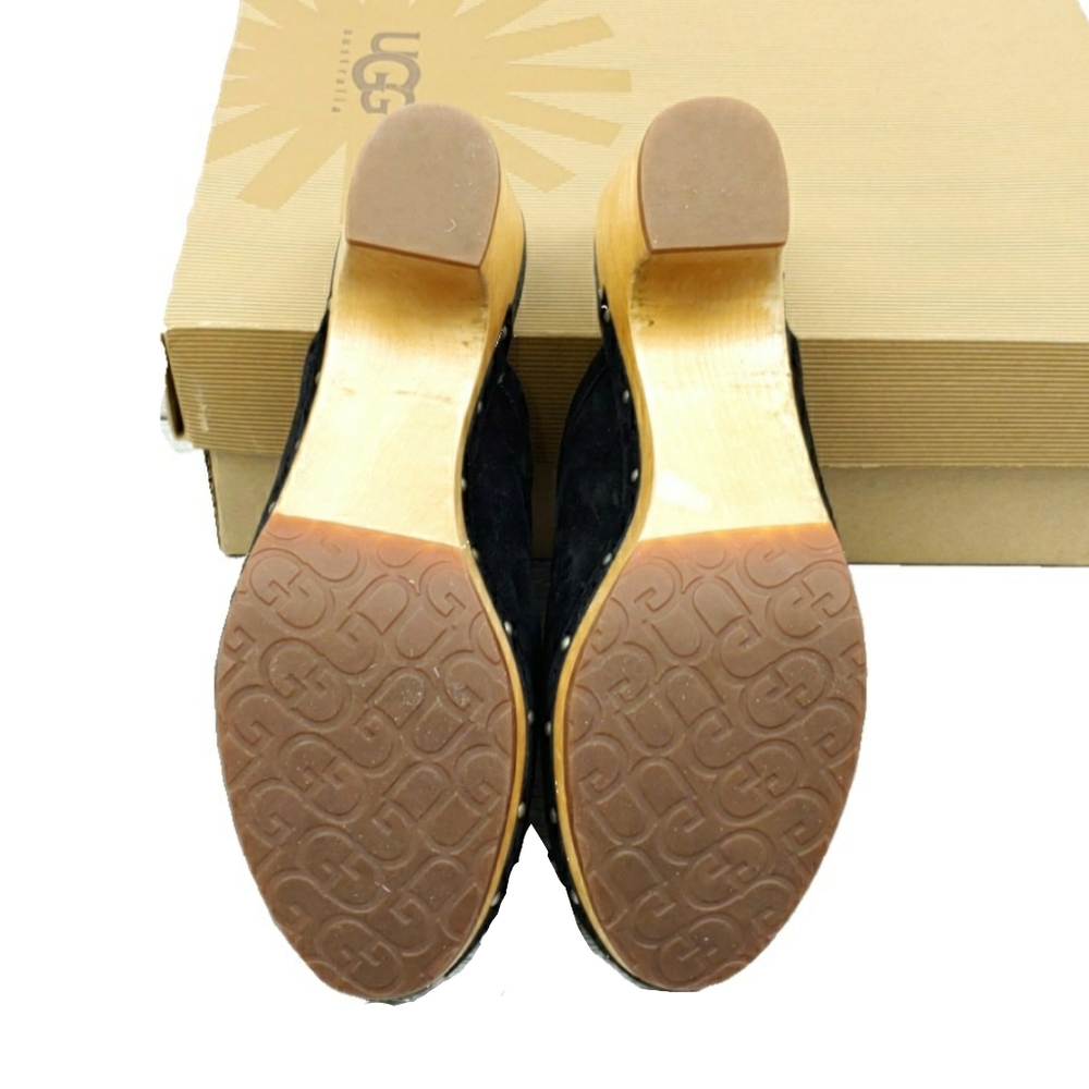 SOLD UGG Abbie $149 Black Sheepskin Clogs in BOX - Picture 9 of 10